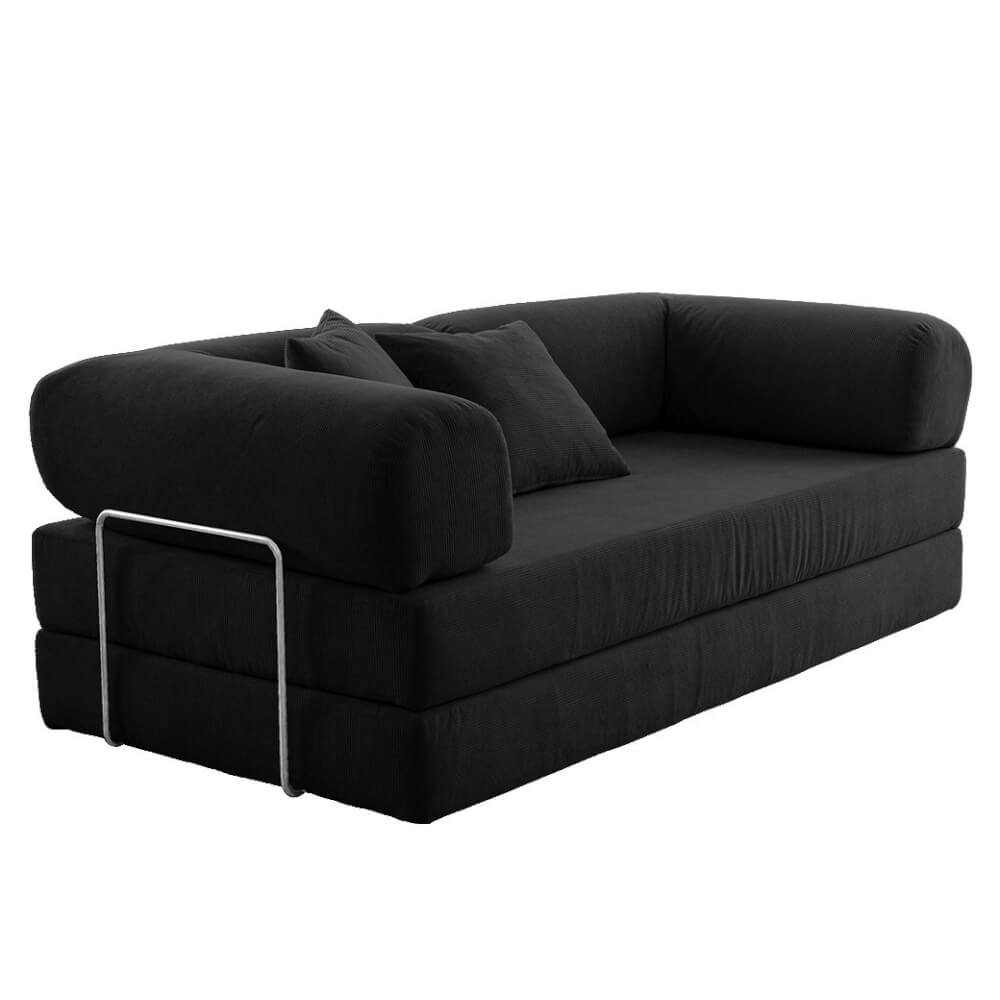 โซฟา RENITA HOME รุ่น LEKO 200x100cm. ผ้าลูกฟูกลอนใหญ่ สีดำ (608-28)_0